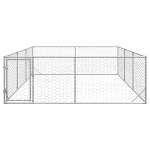 vidaXL Outdoor Dog Kennel with Door 3x4x1 m Galvanised Steel