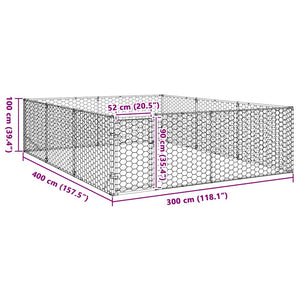 vidaXL Outdoor Dog Kennel with Door 3x4x1 m Galvanised Steel