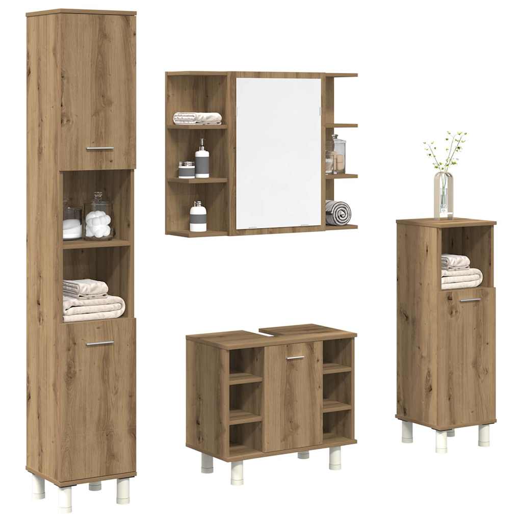 vidaXL 4 Piece Bathroom Furniture Set Artisan Oak Engineered Wood