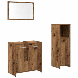 vidaXL 3 Piece Bathroom Furniture Set Old Wood Engineered Wood