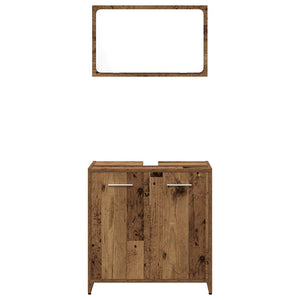 vidaXL 3 Piece Bathroom Furniture Set Old Wood Engineered Wood