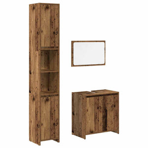 vidaXL 3 Piece Bathroom Furniture Set Old Wood Engineered Wood