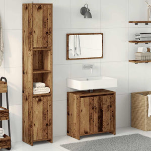 vidaXL 3 Piece Bathroom Furniture Set Old Wood Engineered Wood