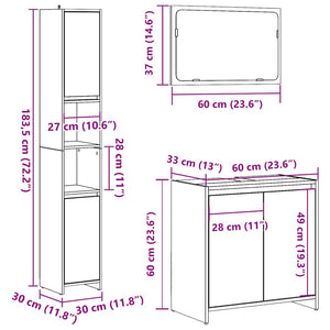 vidaXL 3 Piece Bathroom Furniture Set Old Wood Engineered Wood