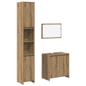 vidaXL 3 Piece Bathroom Furniture Set Artisan Oak Engineered Wood