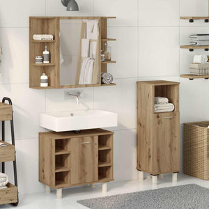 vidaXL 3 Piece Bathroom Furniture Set Artisan Oak Engineered Wood