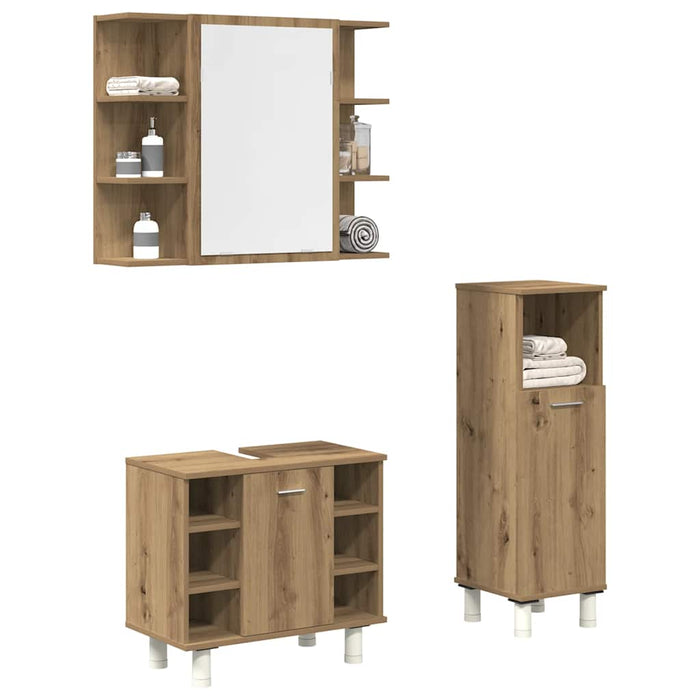 vidaXL 3 Piece Bathroom Furniture Set Artisan Oak Engineered Wood