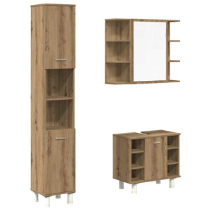 vidaXL 3 Piece Bathroom Furniture Set Artisan Oak Engineered Wood