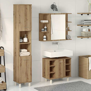 vidaXL 3 Piece Bathroom Furniture Set Artisan Oak Engineered Wood