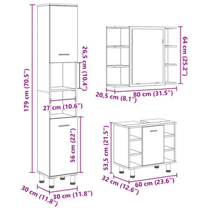 vidaXL 3 Piece Bathroom Furniture Set Artisan Oak Engineered Wood