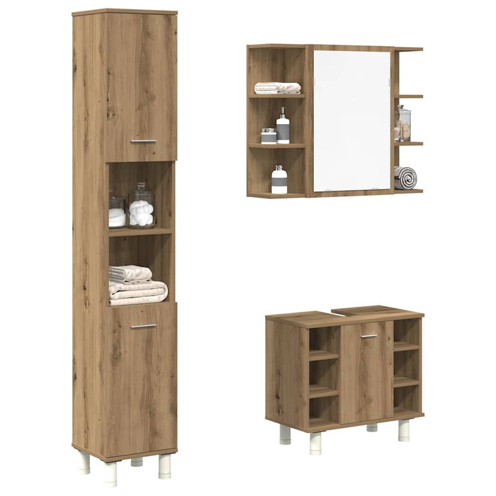 vidaXL 3 Piece Bathroom Furniture Set Artisan Oak Engineered Wood