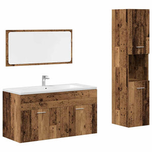 vidaXL 3 Piece Bathroom Furniture Set Old Wood Engineered Wood