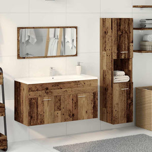 vidaXL 3 Piece Bathroom Furniture Set Old Wood Engineered Wood