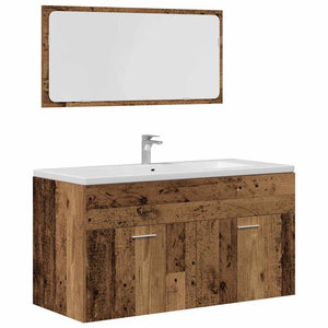 vidaXL 3 Piece Bathroom Furniture Set Old Wood Engineered Wood