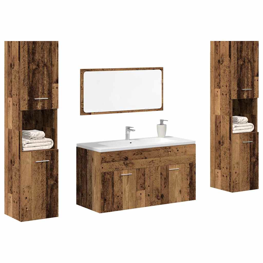 vidaXL 4 Piece Bathroom Furniture Set Old Wood Engineered Wood