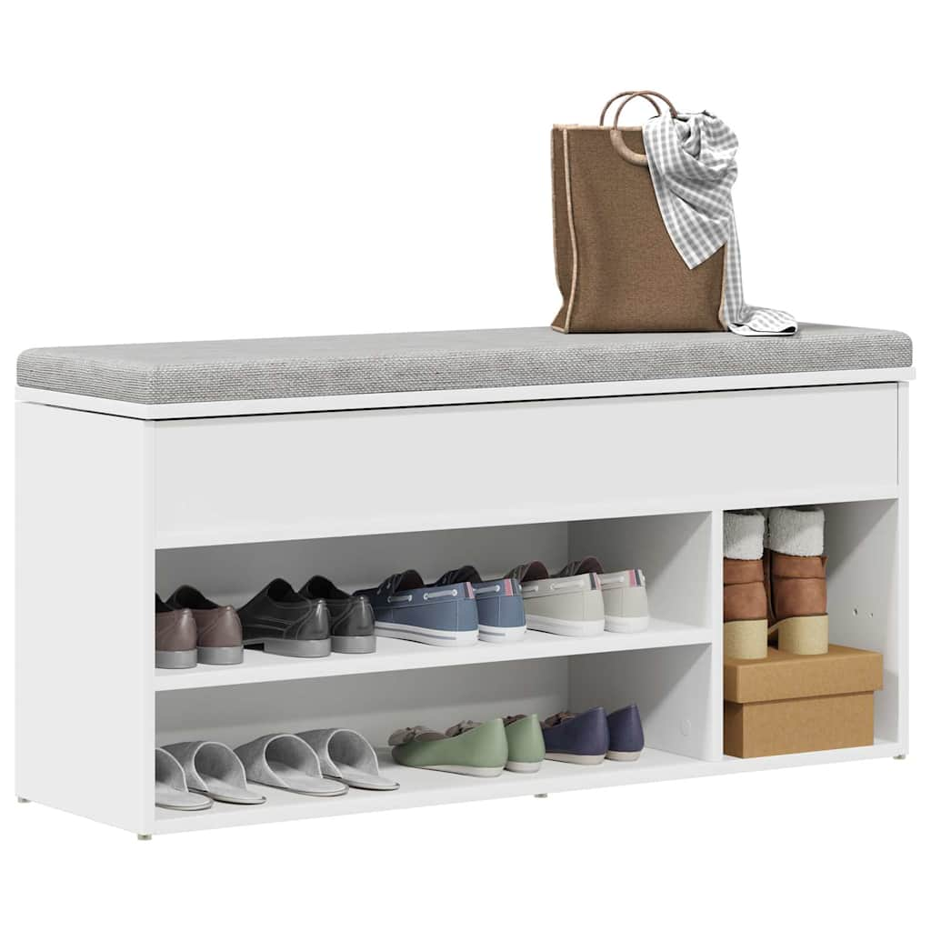 vidaXL Shoe Bench White 102x30.5x45 cm Engineered Wood