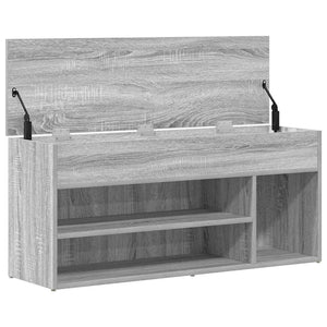 vidaXL Shoe Bench Grey Sonoma 102x30.5x45 cm Engineered Wood