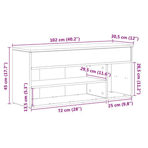 vidaXL Shoe Bench Grey Sonoma 102x30.5x45 cm Engineered Wood