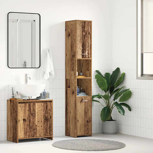 vidaXL Bathroom Cabinet Old Wood 30x30x183.5 cm Engineered Wood