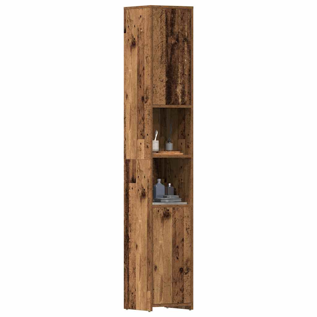 vidaXL Bathroom Cabinet Old Wood 30x30x183.5 cm Engineered Wood