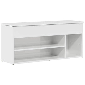 vidaXL Shoe Bench High Gloss White 102x30.5x45 cm Engineered Wood