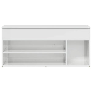 vidaXL Shoe Bench High Gloss White 102x30.5x45 cm Engineered Wood