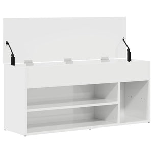 vidaXL Shoe Bench High Gloss White 102x30.5x45 cm Engineered Wood