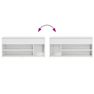 vidaXL Shoe Bench High Gloss White 102x30.5x45 cm Engineered Wood