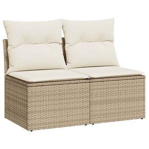 vidaXL 4 Piece Garden Sofa Set with Cushions Beige Poly Rattan Acacia