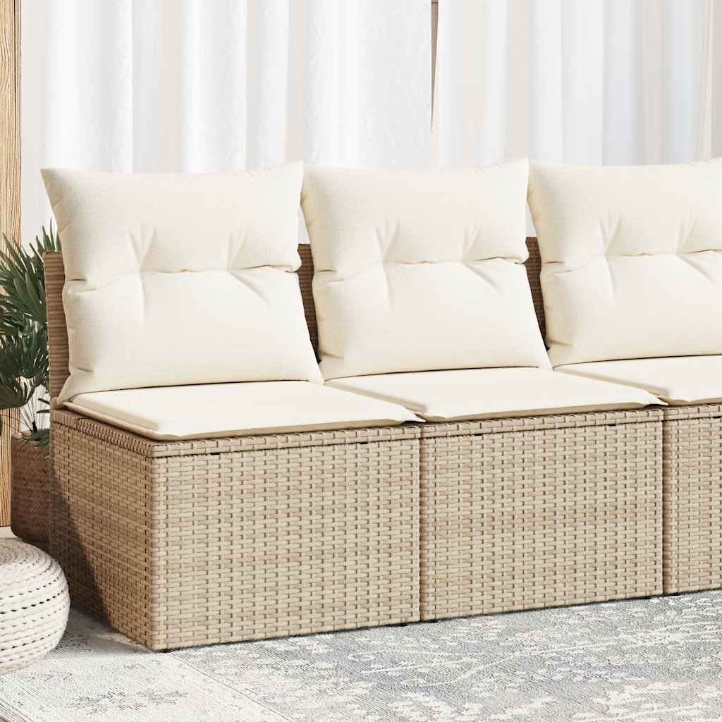 vidaXL 4 Piece Garden Sofa Set with Cushions Beige Poly Rattan Acacia