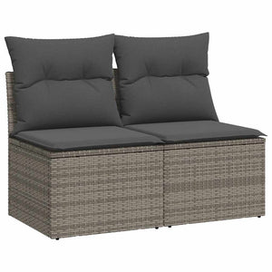 vidaXL 4 Piece Garden Sofa Set with Cushions Grey Poly Rattan Acacia