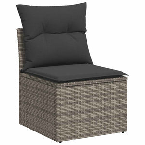 vidaXL 4 Piece Garden Sofa Set with Cushions Grey Poly Rattan Acacia