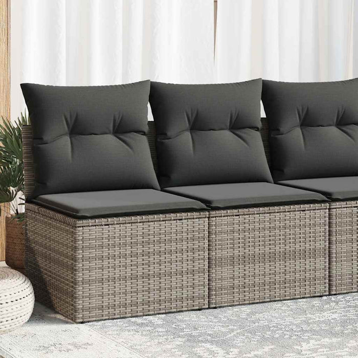 vidaXL 4 Piece Garden Sofa Set with Cushions Grey Poly Rattan Acacia