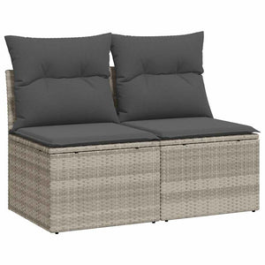 vidaXL 4 Piece Garden Sofa Set with Cushions Light Grey Poly Rattan Acacia