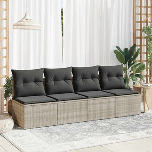 vidaXL 4 Piece Garden Sofa Set with Cushions Light Grey Poly Rattan Acacia