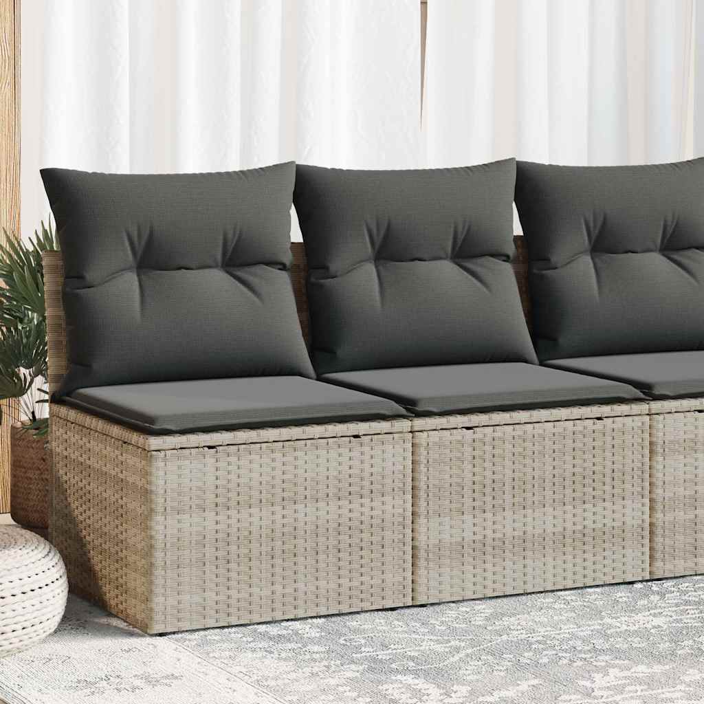 vidaXL 4 Piece Garden Sofa Set with Cushions Light Grey Poly Rattan Acacia