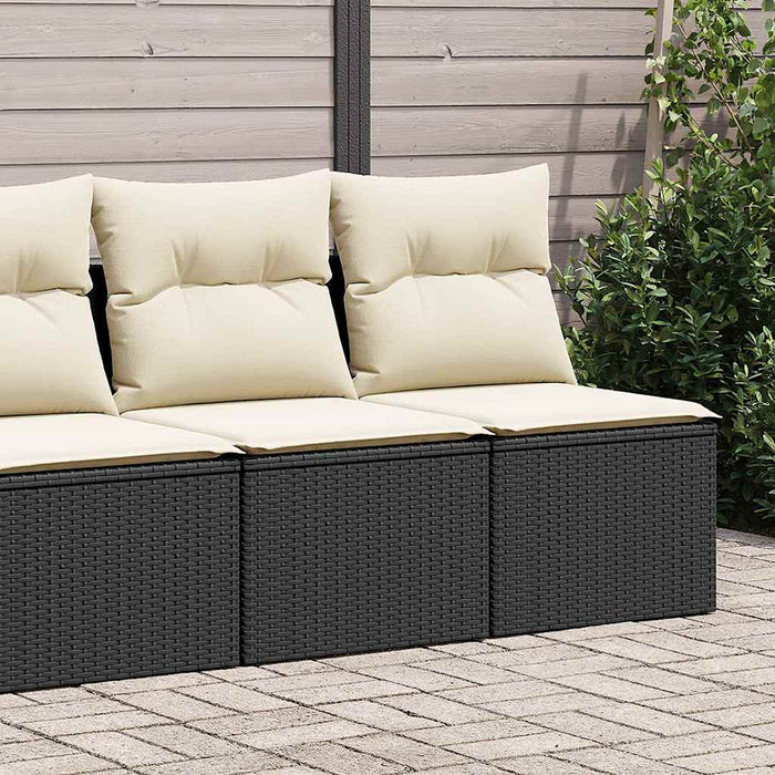 vidaXL 4 Piece Garden Sofa Set with Cushions Black Poly Rattan Acacia