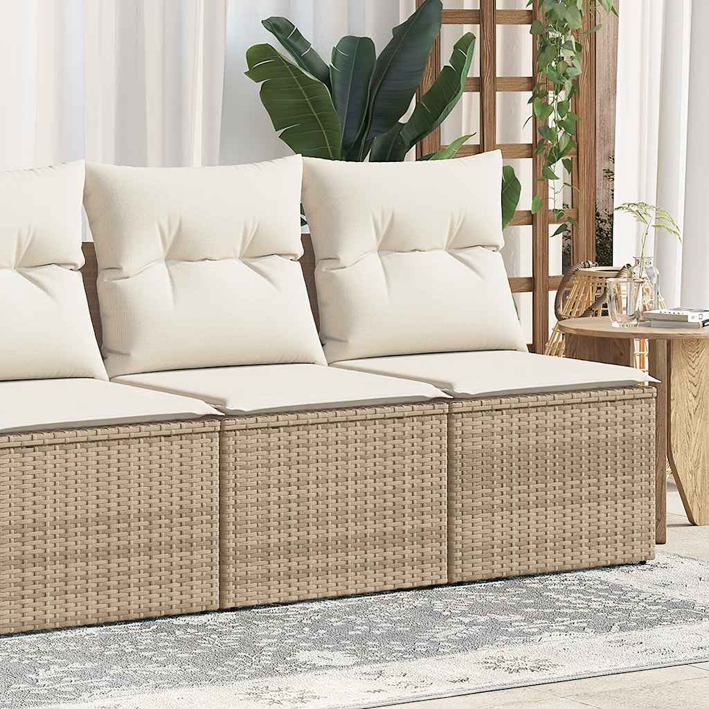 vidaXL 4 Piece Garden Sofa Set with Cushions Beige Poly Rattan Acacia