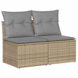 vidaXL 4 Piece Garden Sofa Set with Cushions Beige Poly Rattan Acacia