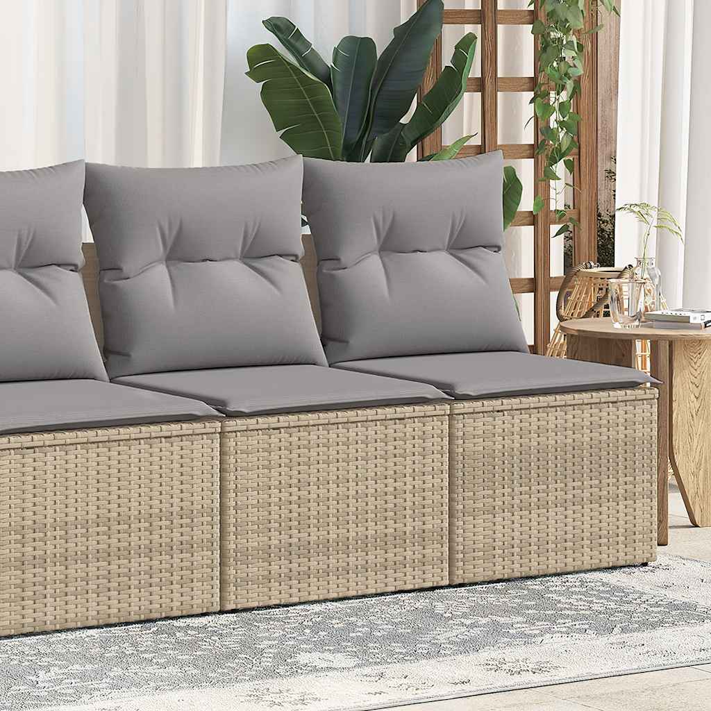 vidaXL 4 Piece Garden Sofa Set with Cushions Beige Poly Rattan Acacia