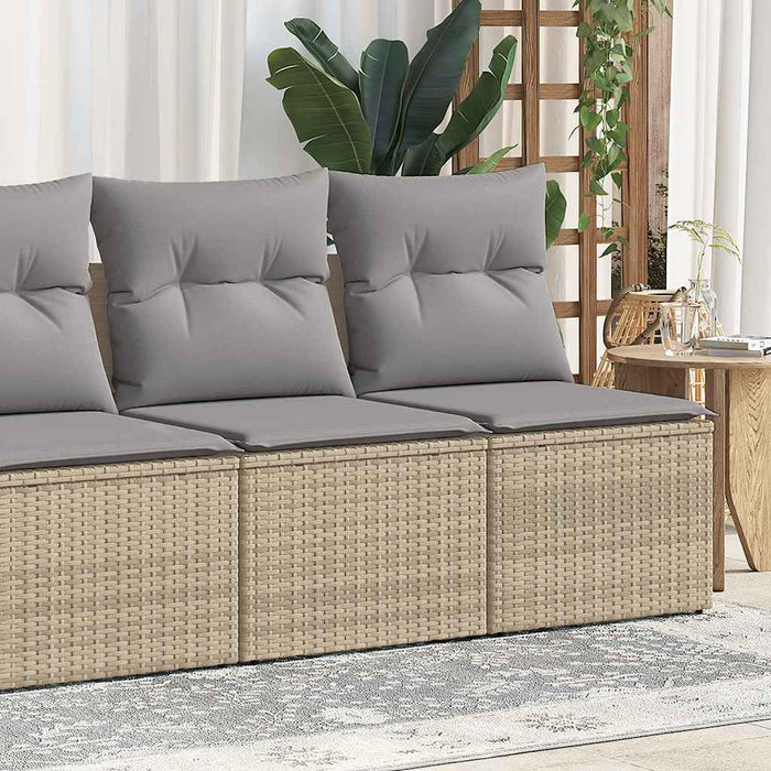 vidaXL 4 Piece Garden Sofa Set with Cushions Beige Poly Rattan Acacia