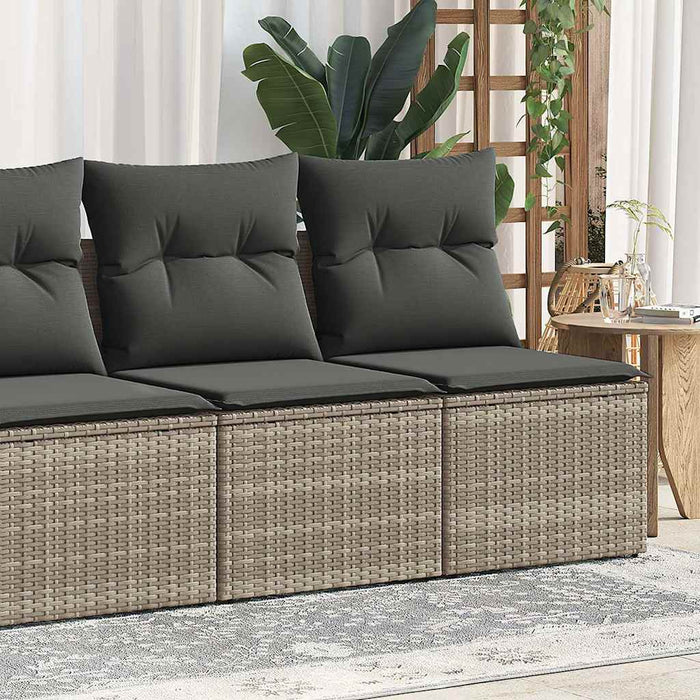 vidaXL 4 Piece Garden Sofa Set with Cushions Grey Poly Rattan Acacia