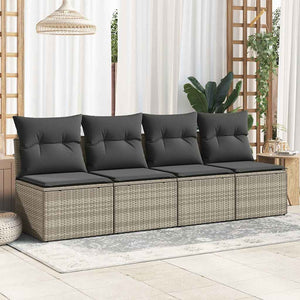 vidaXL 4 Piece Garden Sofa Set with Cushions Light Grey Poly Rattan Acacia