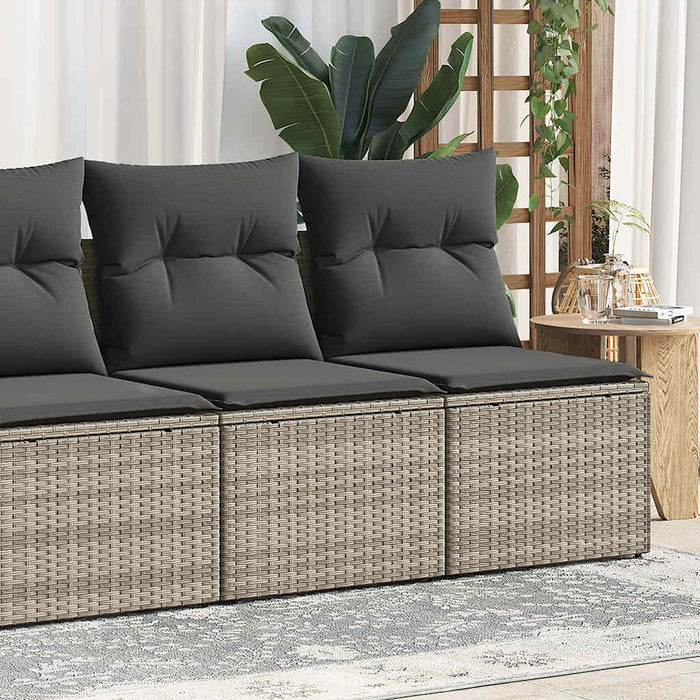 vidaXL 4 Piece Garden Sofa Set with Cushions Light Grey Poly Rattan Acacia