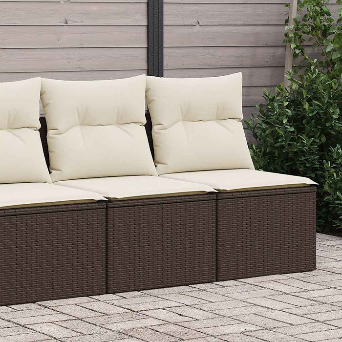 vidaXL 4 Piece Garden Sofa Set with Cushions Brown Poly Rattan Acacia