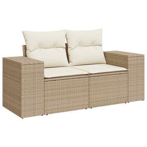 vidaXL 9 Piece Garden Sofa Set with Cushions Beige Poly Rattan Acacia