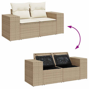 vidaXL 9 Piece Garden Sofa Set with Cushions Beige Poly Rattan Acacia