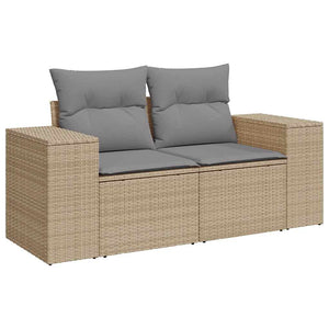 vidaXL 9 Piece Garden Sofa Set with Cushions Beige Poly Rattan Acacia