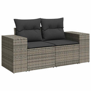 vidaXL 9 Piece Garden Sofa Set with Cushions Grey Poly Rattan Acacia