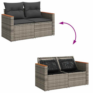 vidaXL 6 Piece Garden Sofa Set with Cushions Grey Poly Rattan Acacia